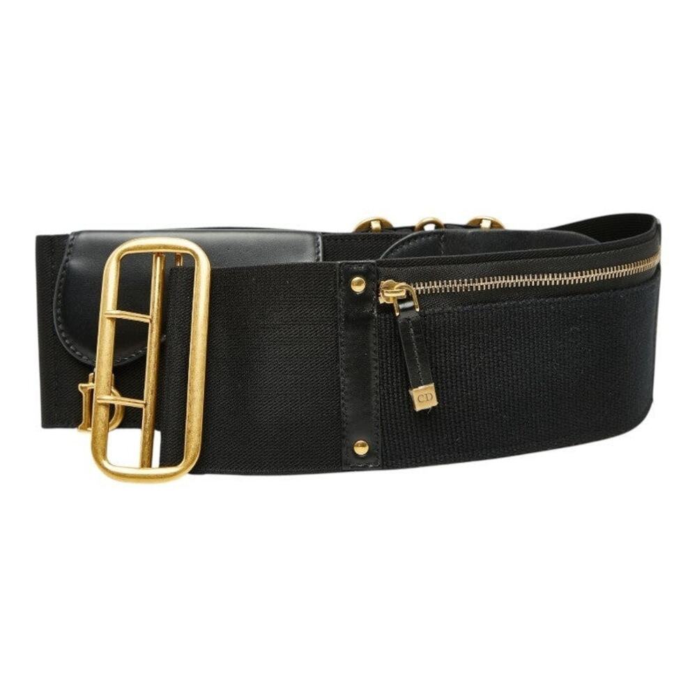 Dior Saddle Fabric Leather Belt Black